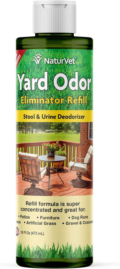 NaturVet – Yard Odor Eliminator | Eliminate Stool and Urine Odors from Lawn and Yard | Designed for Use on Grass, Plants, Patios, Gravel, Concrete &amp; More | 16 oz Refill