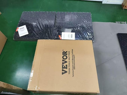 VEVOR 0.56Inch 48sq.ft 12 Tiles Gym Flooring for Home Gym, Rubber Top with High Density EVA Foam,25 x 25In Gym Floor Exercise Equipment Mats, Interlocking Gym Mats, Puzzle Workout Mats, Black &amp; Grey