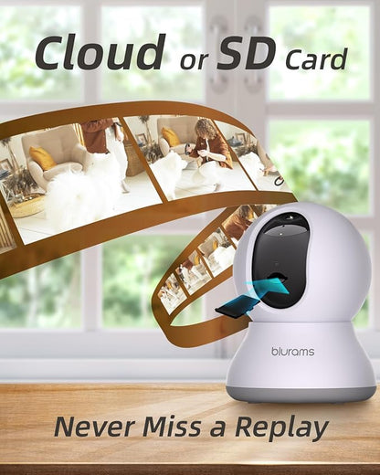 blurams Cameras for Home Security, 2K Pet Camera with Phone App, 5GHz/2.4GHz Dual-Band, 360° PTZ Indoor Cameras, 2-Way Talk, Motion Tracking, Color/IR Night Vision, Cloud&amp;SD, Works with Alexa (4Pack)