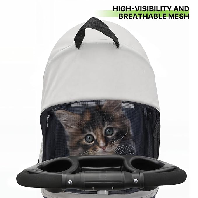 Magshion Foldable Pet Stroller, 3-in-1 Dog Travel Jogger with Detachable Carrier, Cup Holder, Storage Basket, Folding Carrier for Small/Medium Dogs &amp; Cats Up to 33 lbs, Navy Blue