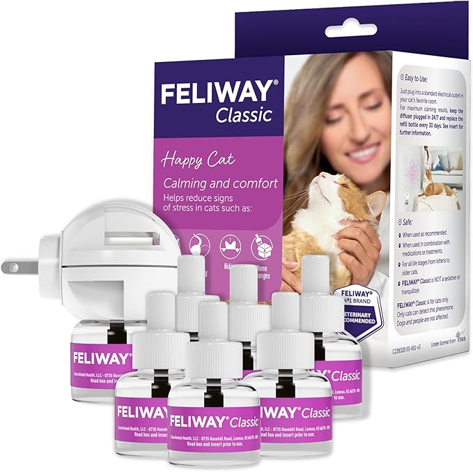 FELIWAY Classic Cat Calming Pheromone Diffuser: 1 Diffuser Kit &amp; 6 Refills