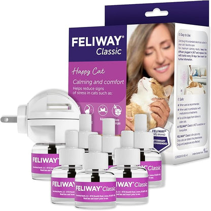 FELIWAY Classic Cat Calming Pheromone Diffuser: 1 Diffuser Kit &amp; 6 Refills