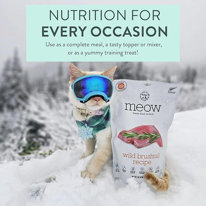 Meow Freeze Dried Cat Food - Wild Brushtail Recipe, High Protein Cat Treats, Meals &amp; Toppers,Dry Cat Food,9.9 oz