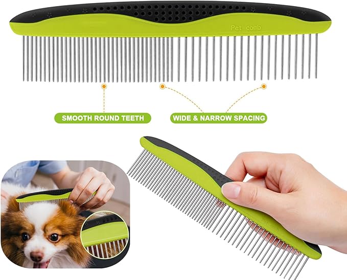 Pecute Pet Dematting Tool 2 Pack - Double Sided Undercoat Rake &amp; Dematting Comb for Detangling Matted or Knotted Undercoat Hair, Great for Medium or Long-haired Dogs &amp; Cats