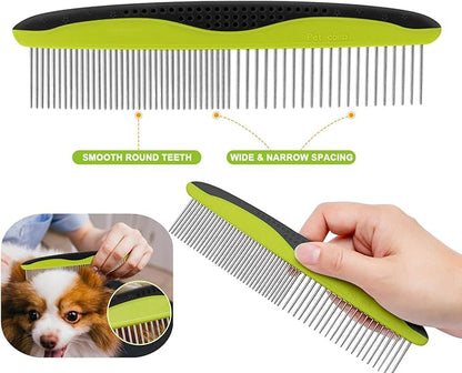 Pecute Pet Dematting Tool 2 Pack - Double Sided Undercoat Rake &amp; Dematting Comb for Detangling Matted or Knotted Undercoat Hair, Great for Medium or Long-haired Dogs &amp; Cats