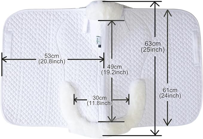 Woolous Dressage Saddle Pad, English Saddle Pad with Sheepskin Trim, Lambskin Wool Fleece Lining, Square Saddle Pad for Equestrian Riding, Comfortable &amp; Shock Absorbing