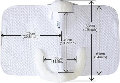 Woolous Dressage Saddle Pad, English Saddle Pad with Sheepskin Trim, Lambskin Wool Fleece Lining, Square Saddle Pad for Equestrian Riding, Comfortable &amp; Shock Absorbing