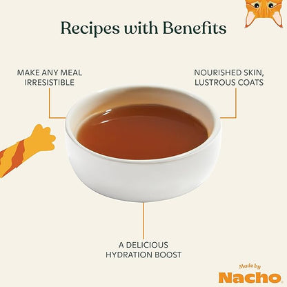 Made by Nacho Bone Broth Cat Food Topper for Hydration and Picky Eaters - Add Protein and Flavor to Your Dry Cat Food – Supports Optimal Nutrition, Digestion, Skin &amp; Coat, 11 oz. (Pack of 4), Beef