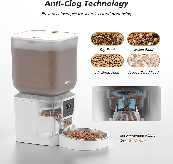 Automatic Dog &amp; Cat Feeder with Camera &amp; WiFi – 8L/34 Cups, 1080P Night Vision, 2.4 &amp; 5G WiFi, 2-Way Talk, 10s Voice Recording, Timed Food Dispenser, Up to 99 Portions, 15 Meals Per Day