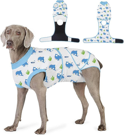 Recovery Suit for Dogs After Surgery, Professional Dog Surgical Suit for Female Spay, Male Neuter, E-Collar &amp; Cone Alternative Dog Onesie for Abdominal Wounds Skin Disease, Blue, L