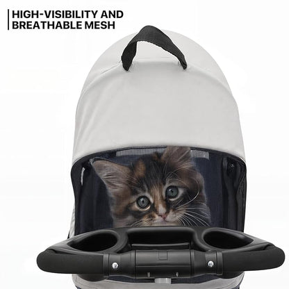 MoNiBloom 3 in 1 Foldable Pet Stroller for Small &amp; Medium Dogs, Detachable Carrier, Car Seat, Push Button Entry, 4-Wheel Jogger for Pets up to 33 lbs, Navy Blue