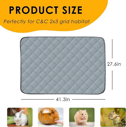 2 Pack Guinea Pig Cage Liners for C&amp;C 2x3 Habitat Washable Guinea Pig Bedding Super Absorbent | Waterproof | Non Slip| Reusable Guinea Pig Pee Pads for Small Animals Cage - 41.3" x 27.6"