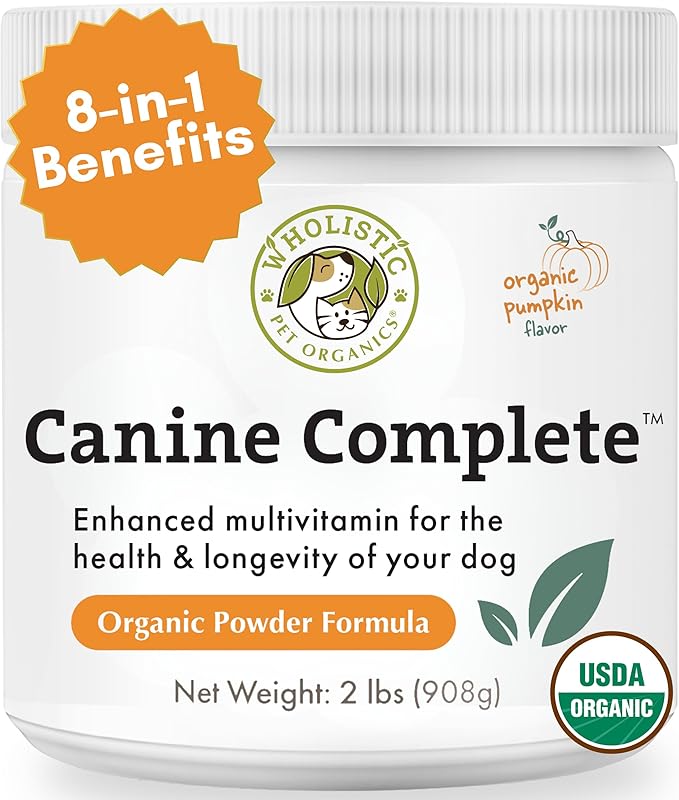 Wholistic Pet Organics Canine Complete - Dog Multivitamin Powder - 2 Lb - Daily Dog Vitamins and Supplements for Homemade Food - Immune System, Skin, Coat &amp; Overall Health - Small and Large Breed