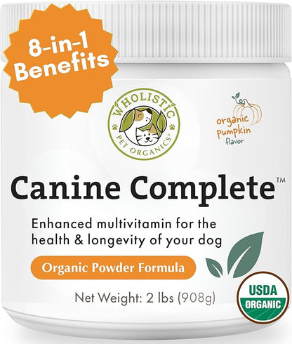 Wholistic Pet Organics Canine Complete - Dog Multivitamin Powder - 2 Lb - Daily Dog Vitamins and Supplements for Homemade Food - Immune System, Skin, Coat &amp; Overall Health - Small and Large Breed