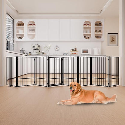 Full Metal Freestanding Dog Gate with Door, 36&