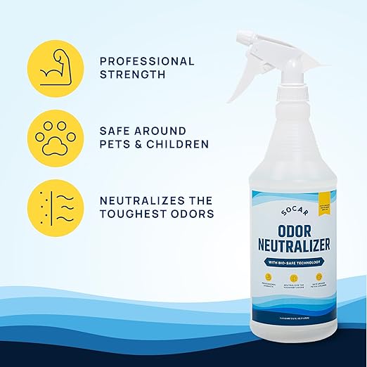 SOCAR - Odor Neutralizer Eliminates odors for Home, Office, Gym, Car. Eliminates Odors from Pets, Cooking, Sports Gear, Urine, Vomit &amp; Unwanted, Strong Odors 32oz Liquid Spray