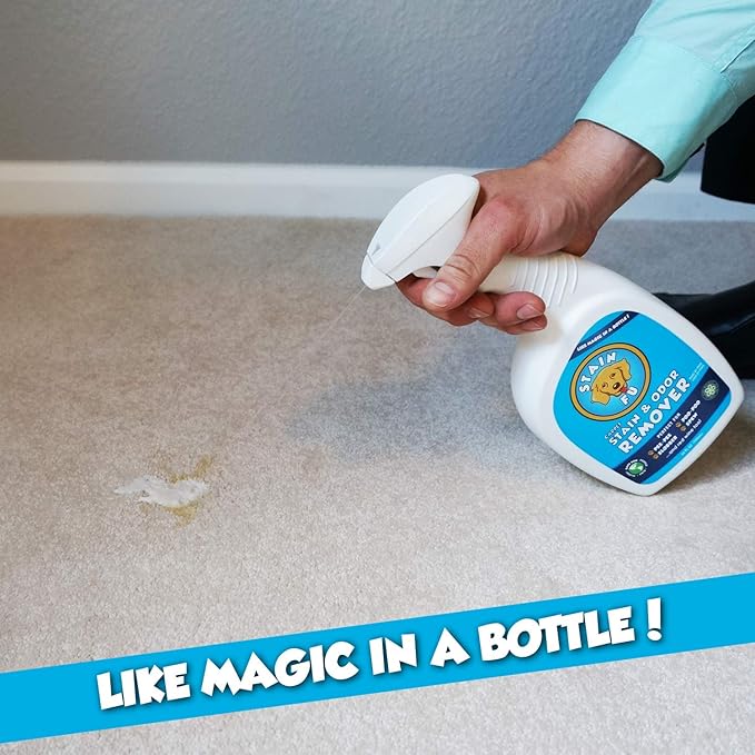 Pro Strength Carpet Odor &amp; Stain Remover Works Like Magic in a Bottle on Tough Urine Feces Vomit and Even red Wine Too! 24 fl.oz