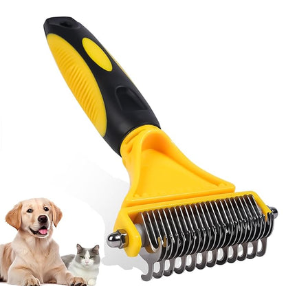 Pet Grooming Brush, Double Sided Undercoat Rake for Dogs &amp; Cats, Professional Deshedding Brush and Dematting Tool, Safe and Effective Removing Knots, Mats, Tangles,and Flying Hair