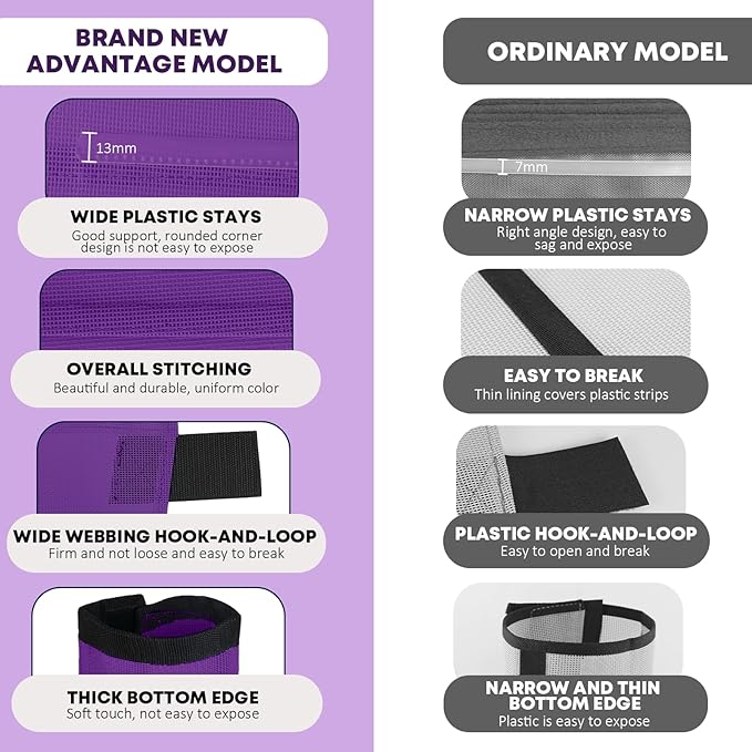 Premium 4-Pack Horse Fly Boots &amp; Leggings Loose-Fit Fine Mesh with Stay-On Fasteners, Support Strips &amp; Anti-Stomp Design Breathable Non-Slip Protection Leg Wrap (Large) Lavender Purple