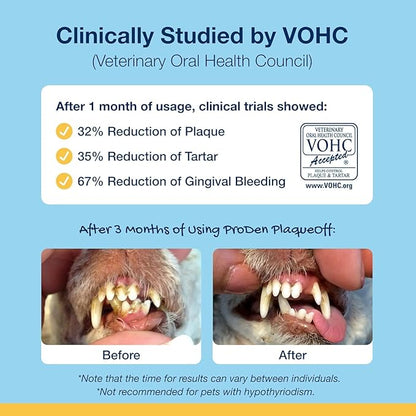 ProDen PlaqueOff Powder for Pets - Cat &amp; Dog Breath Freshener - Plaque &amp; Tartar Remover for Pet Oral Care - 180g