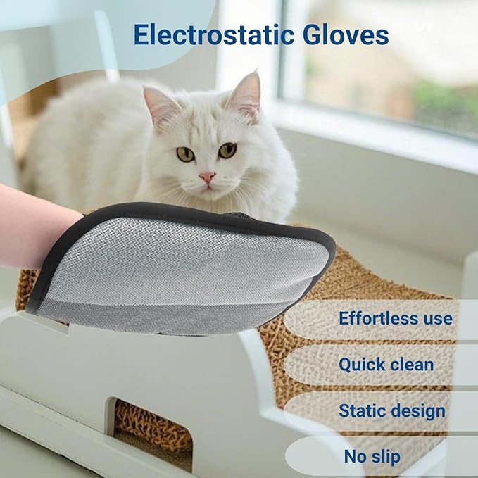5-Pack Pet Hair Removal Gloves,Electrostatic Pet Hair Remover Tool,Dog Hair Remover Furniture Reusable &amp; Washable Grooming Mitts,Lint &amp; Fur Remover for Clothes, Carpets, Car Seats