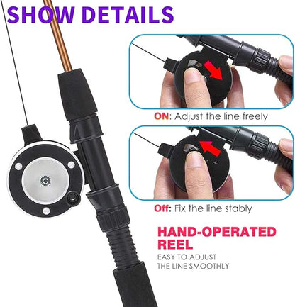 Retractable Cat Teaser Wand Toy, Cat Toys for Indoor Outdoor Cats Interactive Fishing Rod with 8 Pcs Refills Feather Toy, Plush Mouse Caterpillar &amp; Fish