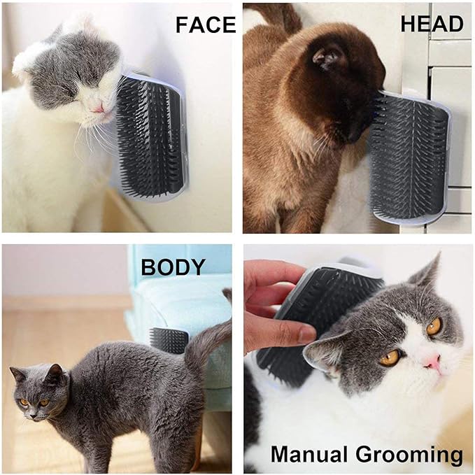 3.0 Softer Cat Self Groomer with Catnip, Dog Cat Corner Groomer,Wall Corner Scratcher Comb,Grooming Massage Brush, Perfect Scratch Massager Tool for Long &amp; Short Fur Kitten/Puppy (1 Pack)