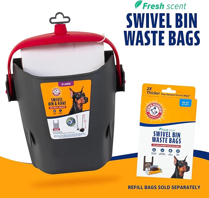 Arm &amp; Hammer Pooper Scooper for Extra Large Dogs Heavy Duty, Outside Yard Dog Poop Scoop Pet Waste Clean Up with Bag Attachment - 2 Waste Bags Included