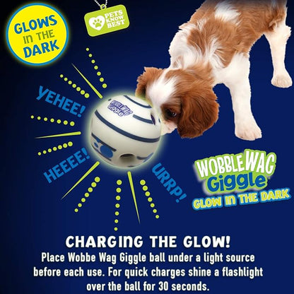Wobble Wag Giggle Glow in The Dark | Rolling Enrichment Toy for Playtime, Interactive Play for Indoor or Outdoor, Keeps Dogs &amp; Puppies Large, Medium or Small Busy &amp; Moving, As Seen on TV | Pack of 1