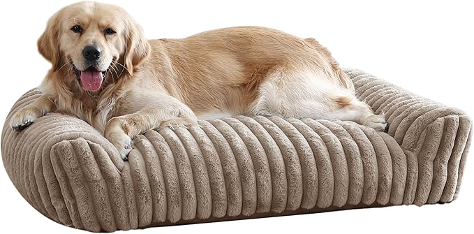 Arlee Saddle Sofa Memory Foam Pet Bed, Comfortable &amp; Washable, Ideal for Dogs and Puppies, Extra Comfort, Couch Design, Crate &amp; Kennel Furniture, Pet Supplies &amp; Essentials, Tan, Large