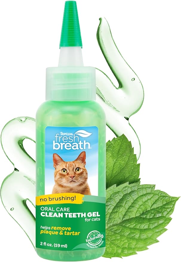 TropiClean Fresh Breath Cat Toothpaste for Teeth Cleaning, Breath Freshener, Easy to Use Plaque &amp; Tartar Remover Gel, No Toothbrush Needed, 2oz.