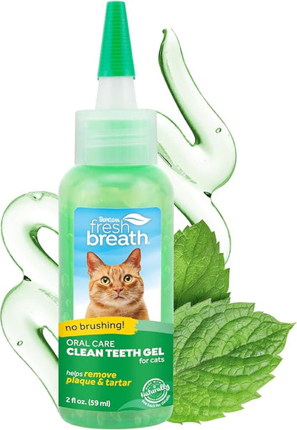 TropiClean Fresh Breath Cat Toothpaste for Teeth Cleaning, Breath Freshener, Easy to Use Plaque &amp; Tartar Remover Gel, No Toothbrush Needed, 2oz.