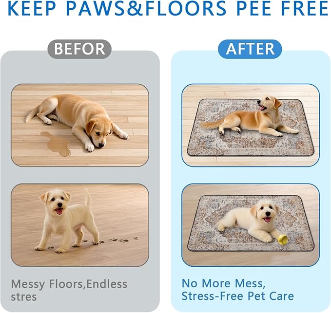 Washable Pee Pads for Dogs 2 Pack, Absorbent Reusable Puppy Pads Waterproof, Leakproof &amp; Non-Slip Whelping Pad, Potty Training Pads for Dogs Playpen Mat 24x36