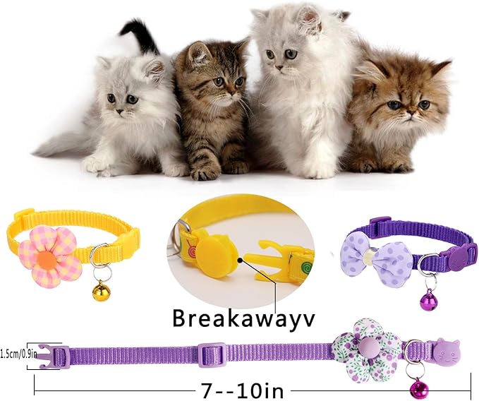 16 PCS Cute Cat Collars Breakaway with Bell for Boy Cats and Girl Cats Gifts (