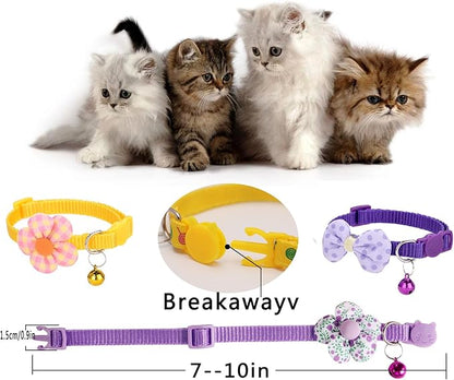 16 PCS Cute Cat Collars Breakaway with Bell for Boy Cats and Girl Cats Gifts (