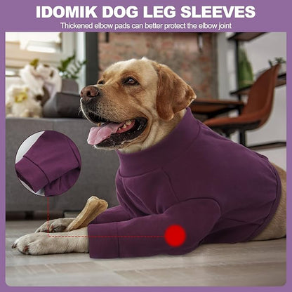 IDOMIK Dog Recovery Suit, Dog Surgery Recovery Suit Front Legs, Comfy Joint Leg Sleeves After Surgery, Elbow Braces Protector for Leg Injuries &amp; Joint Pain, Cone Collar Alternatives,Purple,3XL