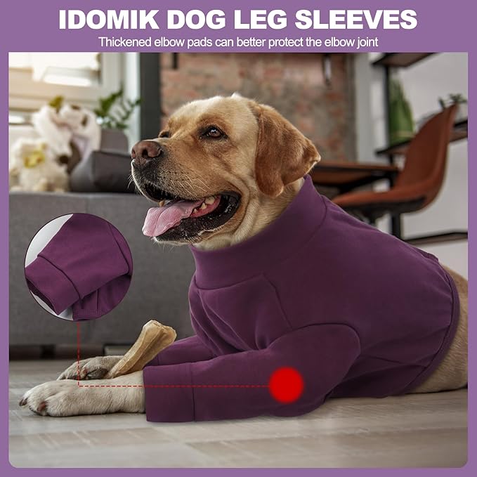 IDOMIK Dog Recovery Suit, Dog Surgery Recovery Suit Front Legs, Comfy Joint Leg Sleeves After Surgery, Elbow Braces Protector for Leg Injuries &amp; Joint Pain, Cone Collar Alternatives,Purple,2XL