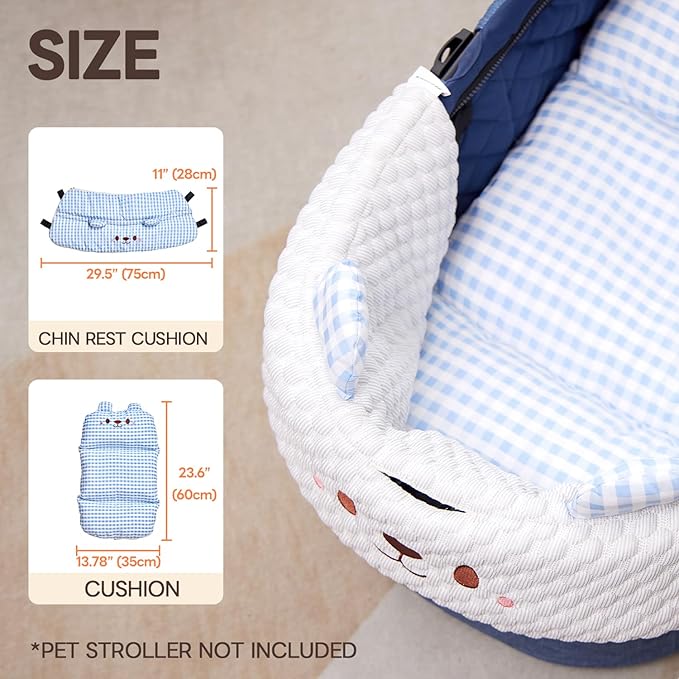 Stroller Cover for Pets, Removable &amp; Washable Dog Stroller Cushion, Cushion &amp; Cover for Dogs &amp; Cats, Blue