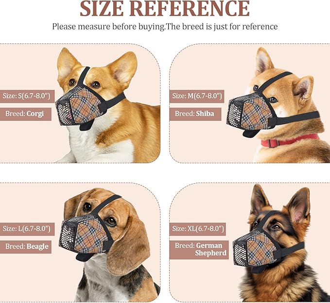 Dog Muzzle for Small Large Dogs - Soft Nylon Basket Muzzle with Adjustable Strap, Breathable Mesh Design Prevents Biting Chewing Licking Eating - Ideal for Training, Grooming &amp; Vet Visits (Yellow, M)
