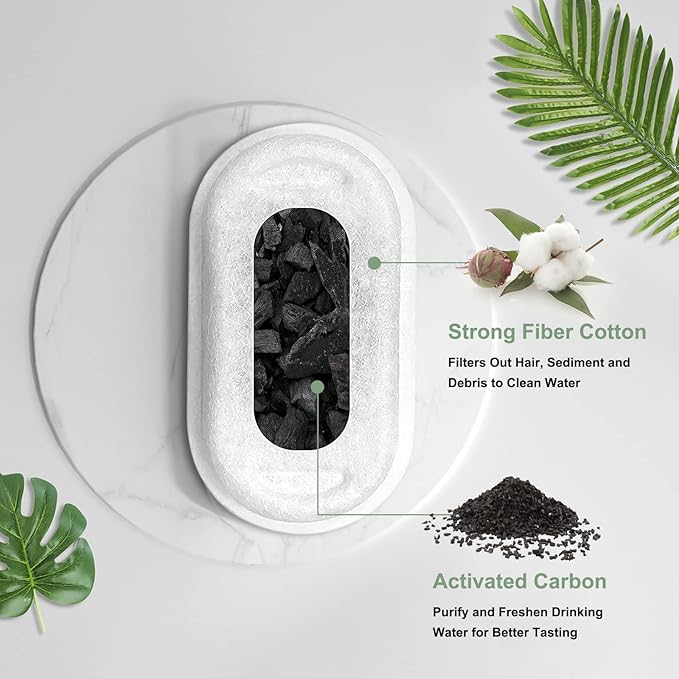Cat Water Fountain Filters, Compatible with Stainless Steel Pet Fountain Replacement Filters for Cat Fountain (4 Filters&amp; 4 Sponges)