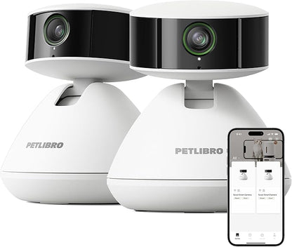 PETLIBRO 2-Packs AI Pet Camera Indoor with Phone app, Multi-Pet Recognition &amp; AI Summary, 360° Auto Tracking Night Vision Cat cam Dog cam, [One Dog Camera Requires One Subscription]