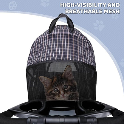 Magshion Foldable Pet Stroller, 3-in-1 Dog Travel Jogger with Detachable Carrier, Cup Holder, Storage Basket, Folding Carrier for Small/Medium Dogs &amp; Cats Up to 33 lbs, Plaid