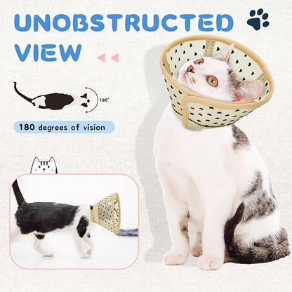 Supet Soft Air Mesh Cat Cone Collar Alternative, Adjustable Breathable, Lightweight Anti Scratch (M)