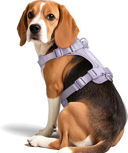 Wisedog Mesh Breathable Dog Harness: No Pull Harness with 3 Fast-Release Buckles Adjustable for Walking &amp; Training for Small Medium Large Dogs (Lilac, M: Neck=17"-22"/Chest=15"-28")