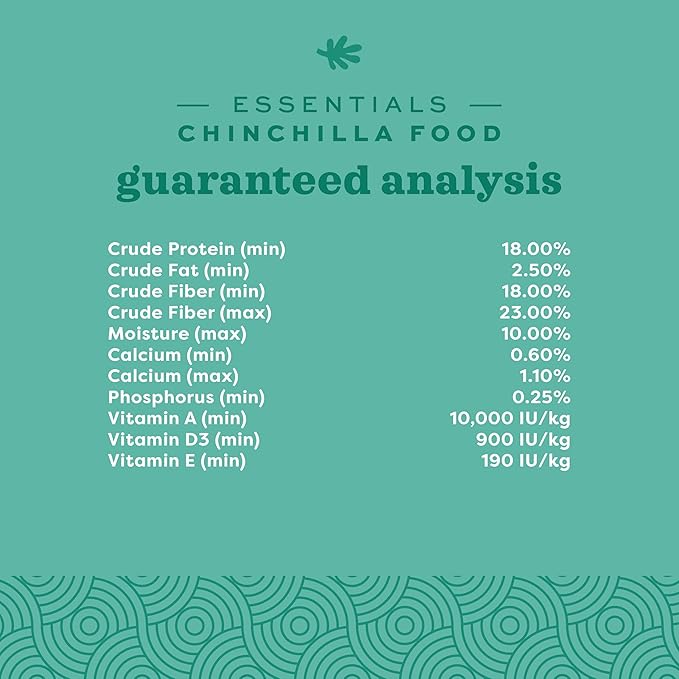 Oxbow Essentials Chinchilla Food, Made with Oxbow Alfalfa, Vitamin &amp; Mineral Rich Food for Chinchillas, Small Animal Pet Pellets, Made in USA, High Fiber, 10 lb Bag