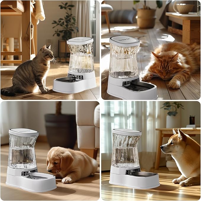 Gardner Pet Automatic Dog Water Dispenser Gravity Stainless Steel Water Waterer Feeder, 100% BPA-Free Large Capacity Water Feeding Bowls for Medium &amp; Large-Sized Dogs Cats Other Pets -(1 Gallon)