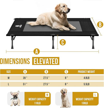 ONETIGRIS Elevated Dog Bed for Large Dogs, Outdoor Dogs Cod Large Raised Dog Bed with Chew Proof Mesh, No-Slip Portable Bed for Indoor &amp; Outdoor Portable