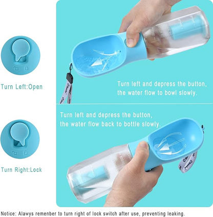 Dog Water Bottle with Food Container &amp; Poop Bag Holder, Travel Water Bowl, Portable Pet Dispenser, Dog Stuff Accessories Items, Puppy Essentials Necessities for Walking Hiking Dog Gift