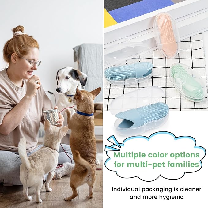 Dog Toothbrush, 2 Pack Dog Tooth Brush, 360° Cleaning Finger Toothbrush for Dogs, Food Grade Silicone Dog Finger Toothbrush Fits Most Fingers, Toothbrush for Dogs &amp; Cats Dental Care
