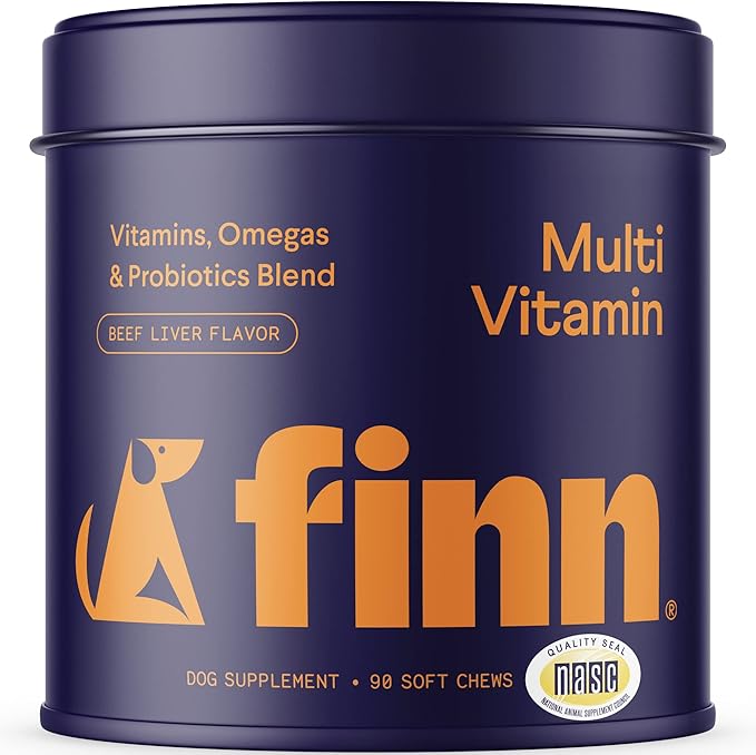 Finn All-in-1 Multivitamin for Dogs - Daily Multi with Probiotics, Omegas &amp; Nutrients to Support Everyday Wellness - 90 Soft Chews
